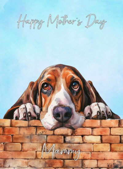 Basset Hound Dog Mothers Day Art Card for Mammy
