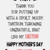 Funny Humour Mother's Day Card for Mum (Sister) - mum20sister