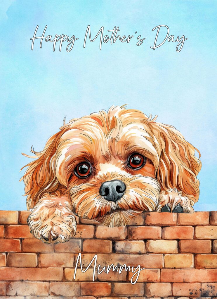 Cavapoo Dog Mothers Day Art Card for Mummy - Fat Cat Cards