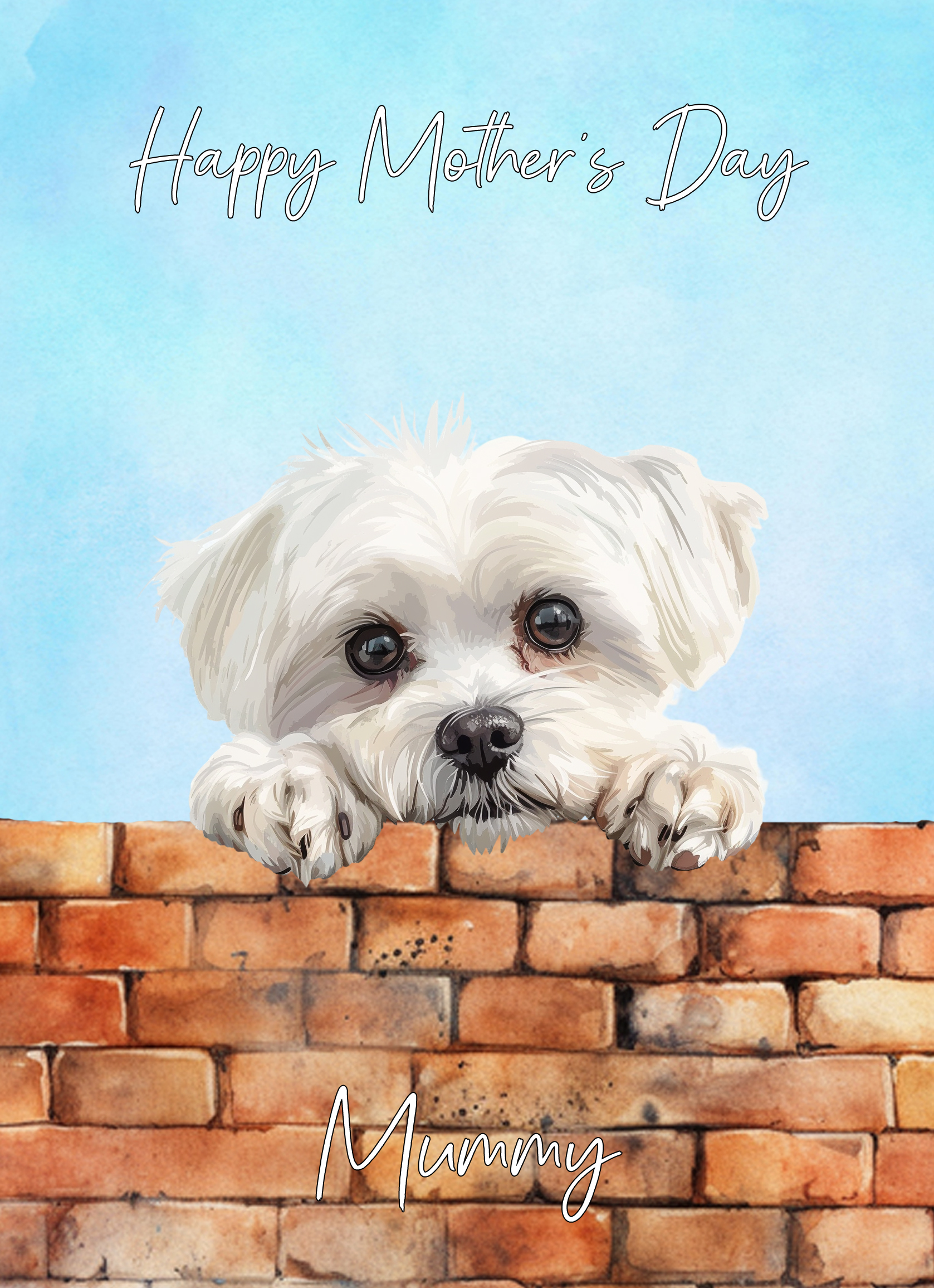 Maltese Dog Mothers Day Art Card for Mummy - mummy 68 3 Maltese Dog Mothers Day Art Card for Mummy