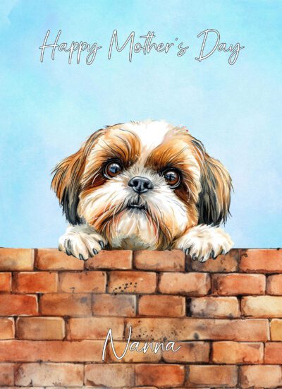Shih Tzu Dog Mothers Day Art Card for Nanna