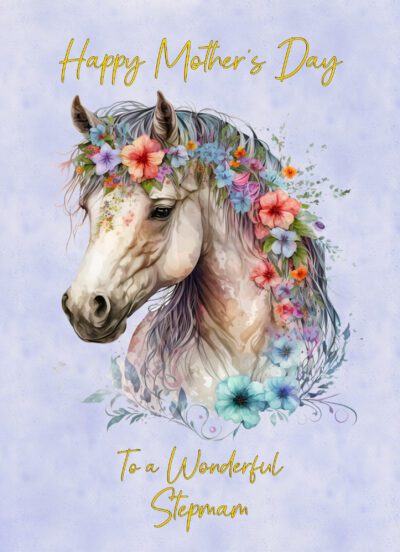 Floral Horse Mothers Day Card for Stepmam